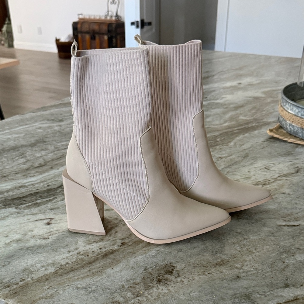 Yoki Cream Heeled Boots
